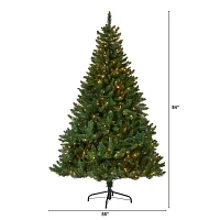 Nearly Natural Northern Rocky Faux 7 Foot Pre-Lit Spruce Christmas Tree