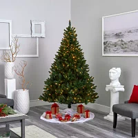 Nearly Natural Northern Rocky Faux 7 Foot Pre-Lit Spruce Christmas Tree