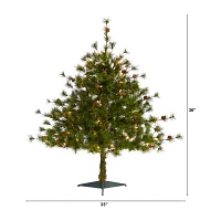 Nearly Natural Colorado Mountain Faux 3 Foot Pre-Lit Pine Christmas Tree