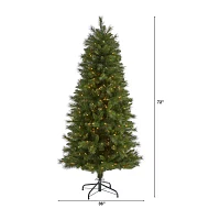 Nearly Natural Slim Faux 6 Foot Pre-Lit Pine Christmas Tree