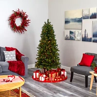 Nearly Natural Slim Faux 6 Foot Pre-Lit Pine Christmas Tree