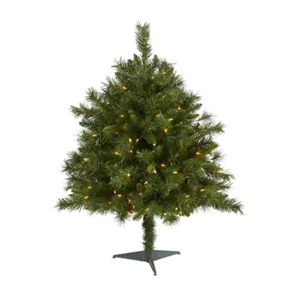 Nearly Natural Mixed 3 Foot Pre-Lit Pine Christmas Tree