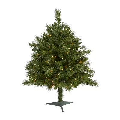 Nearly Natural Mixed 3 Foot Pre-Lit Pine Christmas Tree