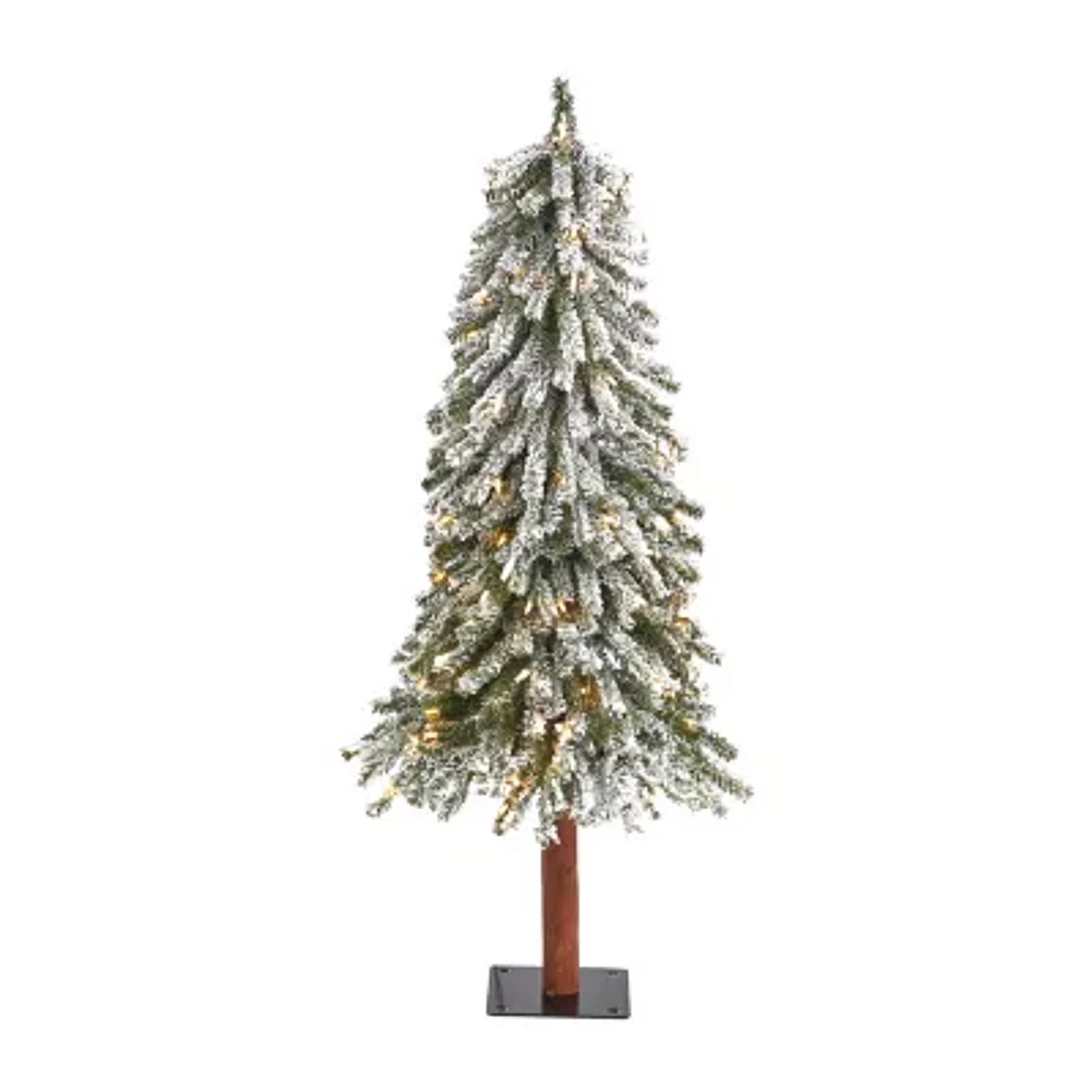 Nearly Natural Flocked 4 Foot Pre-Lit Christmas Tree