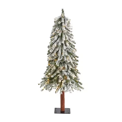 Nearly Natural Flocked 4 Foot Pre-Lit Christmas Tree