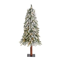 Nearly Natural Flocked 4 Foot Pre-Lit Christmas Tree