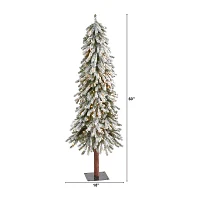 Nearly Natural Flocked 5 Foot Pre-Lit Christmas Tree