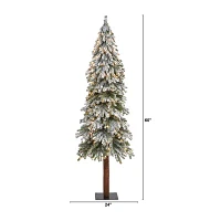 Nearly Natural Flocked Grand Faux Foot Pre-Lit Christmas Tree