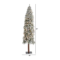 Nearly Natural Flocked Grand Faux 7 Foot Pre-Lit Christmas Tree