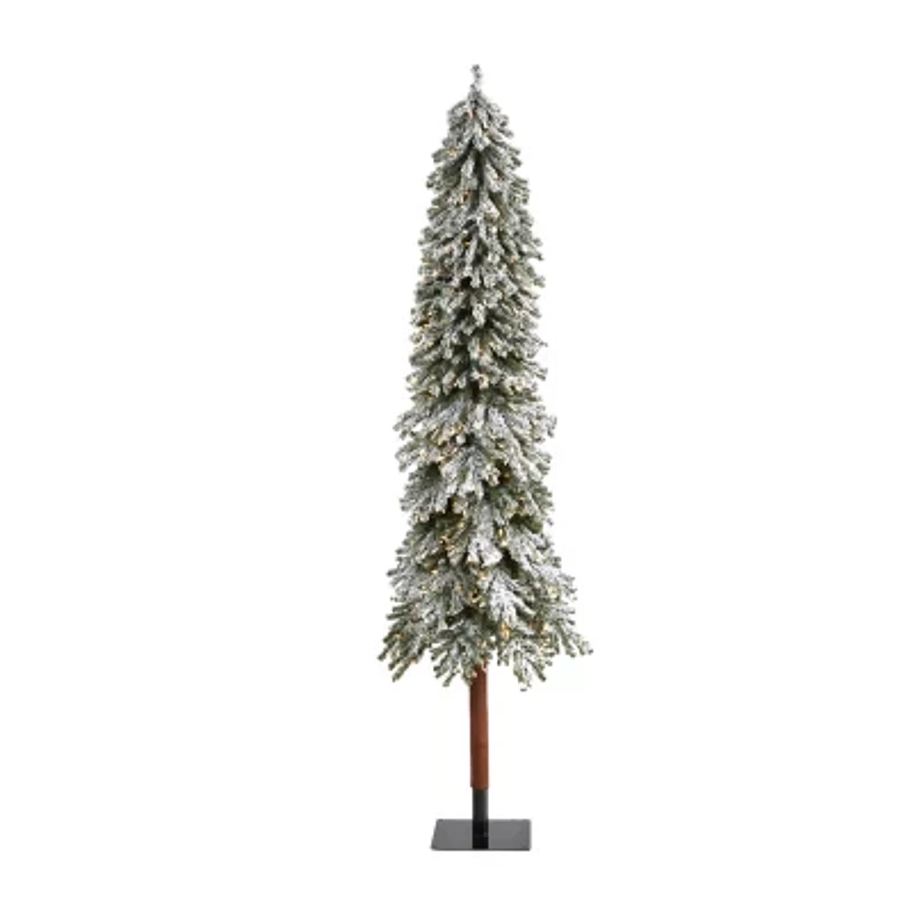 Nearly Natural Flocked Grand Faux 8 Foot Pre-Lit Christmas Tree