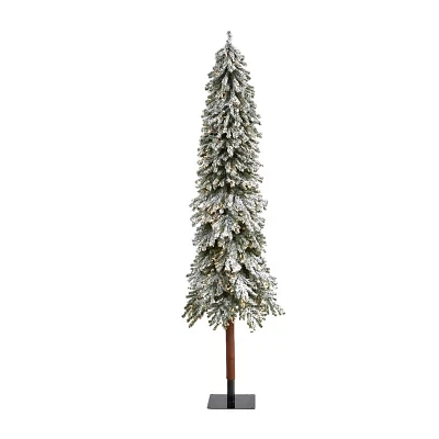 Nearly Natural Flocked Grand Faux Foot Pre-Lit Christmas Tree