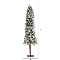 Nearly Natural Flocked Grand Faux 8 Foot Pre-Lit Christmas Tree