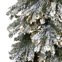 Nearly Natural Flocked Grand Faux 8 Foot Pre-Lit Christmas Tree