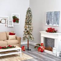 Nearly Natural Flocked Grand Faux 8 Foot Pre-Lit Christmas Tree