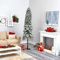 Nearly Natural Flocked Grand Faux 8 Foot Pre-Lit Christmas Tree