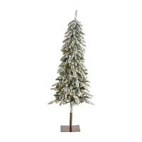 Nearly Natural Flocked 5 1/2 Foot Pre-Lit Christmas Tree