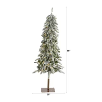 Nearly Natural Flocked 5 1/2 Foot Pre-Lit Christmas Tree