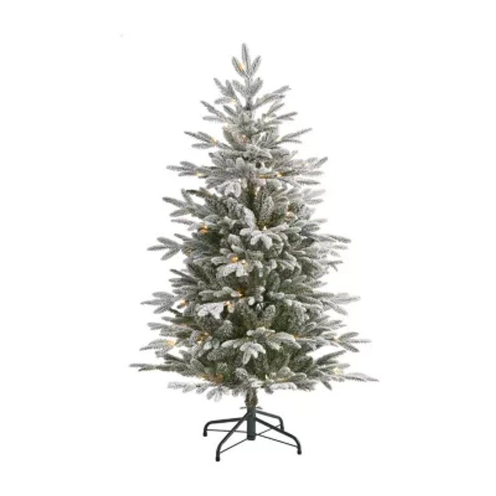 Nearly Natural Flocked 1/2 Foot Pre-Lit Spruce Christmas Tree