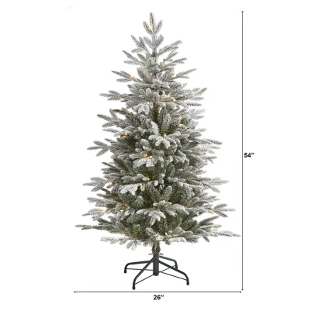 Nearly Natural Flocked 1/2 Foot Pre-Lit Spruce Christmas Tree