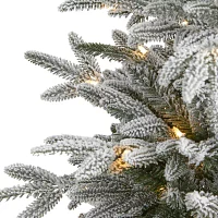 Nearly Natural Flocked 1/2 Foot Pre-Lit Spruce Christmas Tree