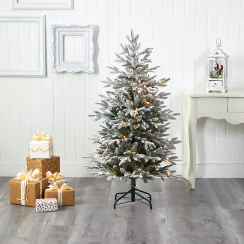 Nearly Natural Flocked 1/2 Foot Pre-Lit Spruce Christmas Tree