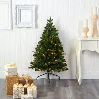 Nearly Natural Flat Back 4 Foot Pre-Lit Spruce Christmas Tree