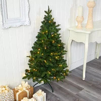 Nearly Natural Flat Back 4 Foot Pre-Lit Spruce Christmas Tree