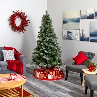 Nearly Natural Snowed Mountain 7 Foot Pine Christmas Tree