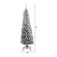 Nearly Natural Flocked Pencil Foot Christmas Tree