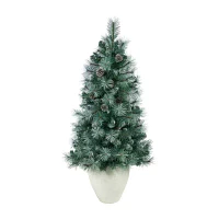 Nearly Natural Frosted Tip 4 Foot Pre-Lit Pine Christmas Tree