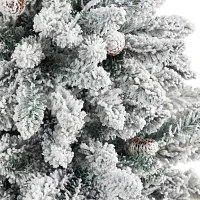 Nearly Natural Flocked Livingston Faux 4 1/2 Foot Pre-Lit Fir Christmas Tree