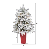 Nearly Natural Flocked 4 Foot Pre-Lit Fir Christmas Tree