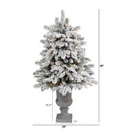 Nearly Natural Flocked Faux 4 Foot Pre-Lit Fir Christmas Tree