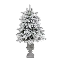 Nearly Natural Flocked Faux 4 Foot Pre-Lit Fir Christmas Tree