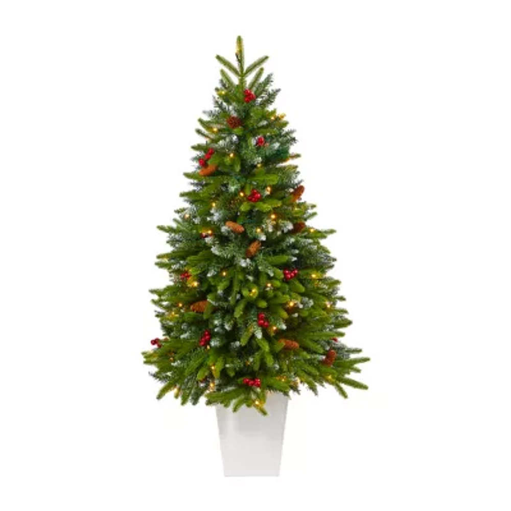 Nearly Natural Snow Tipped 5 Foot Pre-Lit Spruce Christmas Tree