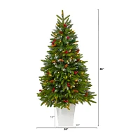 Nearly Natural Snow Tipped 5 Foot Pre-Lit Spruce Christmas Tree