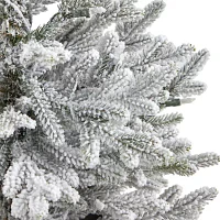 Nearly Natural Flocked Fraser Faux 4 Foot Pre-Lit Fir Christmas Tree