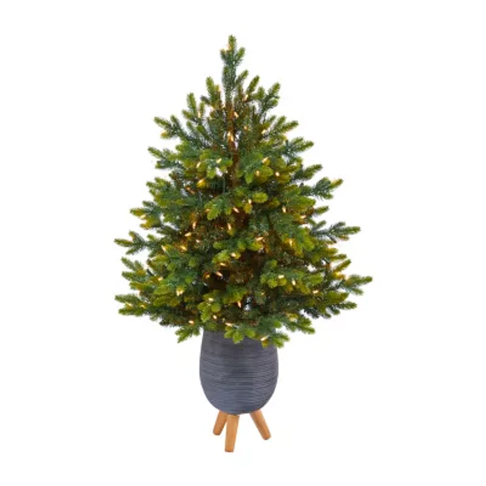 Nearly Natural 3 1/2 Foot Pre-Lit Fir Christmas Tree