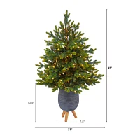 Nearly Natural 3 1/2 Foot Pre-Lit Fir Christmas Tree