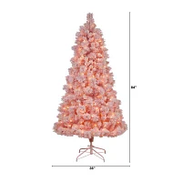 Nearly Natural Pink Faux 7 Foot Pre-Lit Christmas Tree