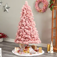 Nearly Natural Pink Faux 7 Foot Pre-Lit Christmas Tree