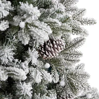 Nearly Natural Flocked Faux 7 1/2 Foot Pre-Lit Christmas Tree