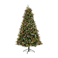 Nearly Natural Snow Faux 7 1/2 Foot Pre-Lit Spruce Christmas Tree