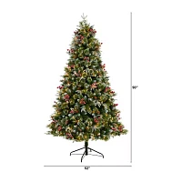 Nearly Natural Snow Faux 7 1/2 Foot Pre-Lit Spruce Christmas Tree