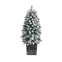 Nearly Natural Flocked Faux 3 Foot Pre-Lit Fir Christmas Tree