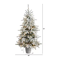 Nearly Natural Flocke Faux 6 Foot Pre-Lit Pine Christmas Tree