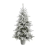 Nearly Natural Flocke Faux 6 Foot Pre-Lit Pine Christmas Tree