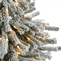 Nearly Natural Flocke Faux 6 Foot Pre-Lit Pine Christmas Tree