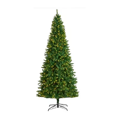 Nearly Natural Green Valley Faux 9 Foot Pre-Lit Fir Christmas Tree