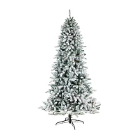 Nearly Natural Flocked Faux 8 Foot Pre-Lit Fir Christmas Tree